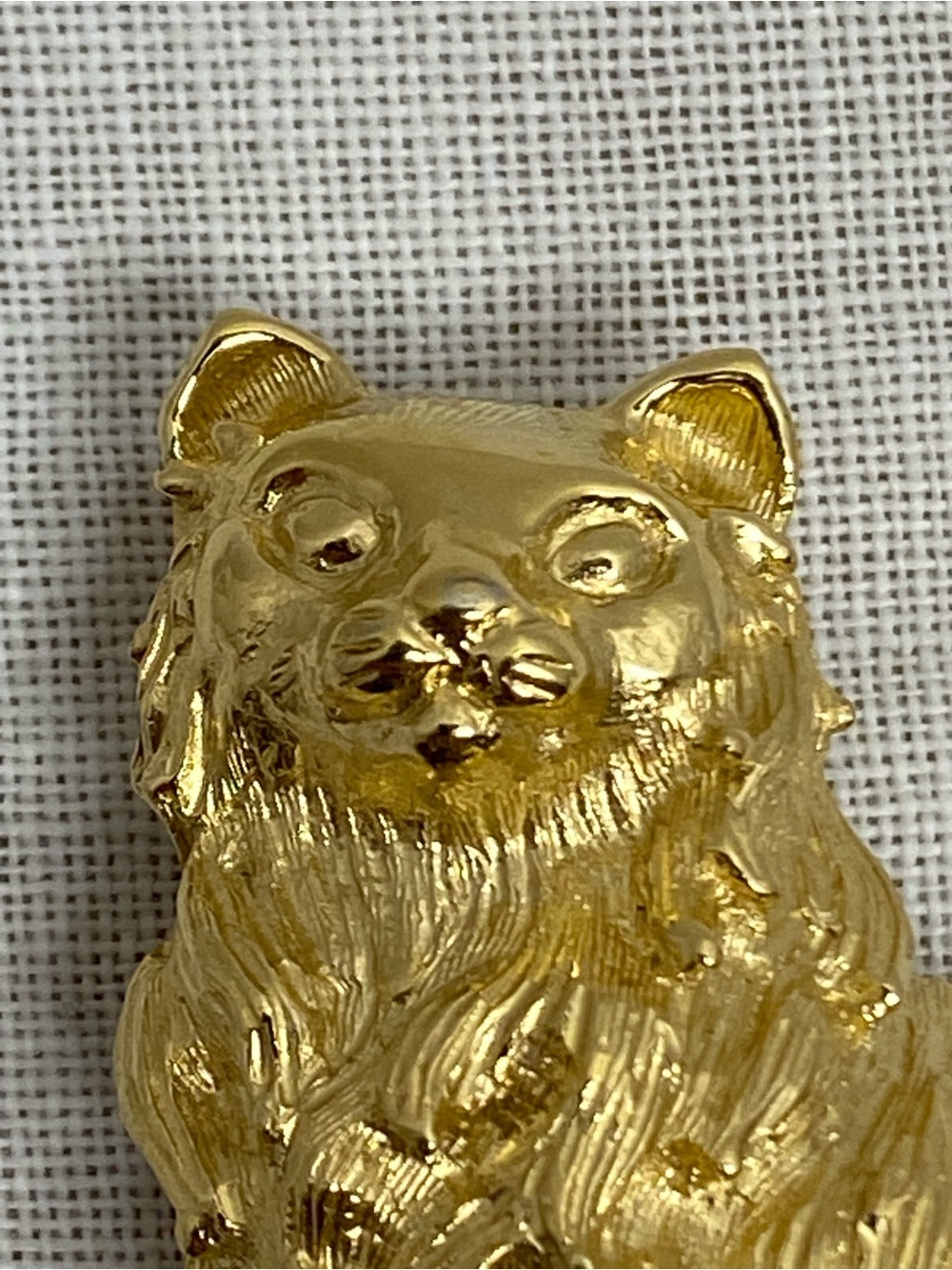Vintage Trifari Cat Brooch Sitting Persian Signed Crown Trifari Gold Tone